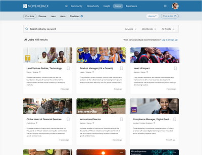 Job Listing - Grid View cards ui job listing search bar