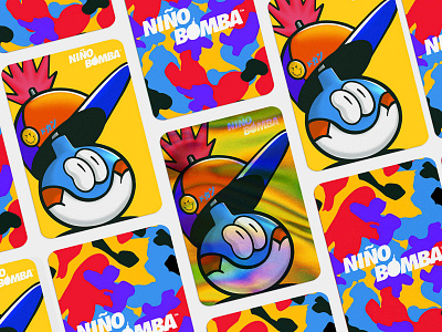 Niño Bomba Collectible apparel bomb branding branding and identity branding design camo card collectible card design el salvador illustration illustrator kids kids art kids illustration smile