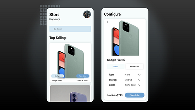 Mobile Store app design minimal ui ux