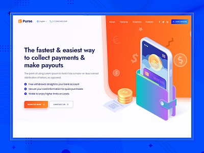 Purse - Crypto Landing Page admin application branding creative cryotocurrency crypto design illustration landing logo modern page template templates ui uiux ux uxdesign