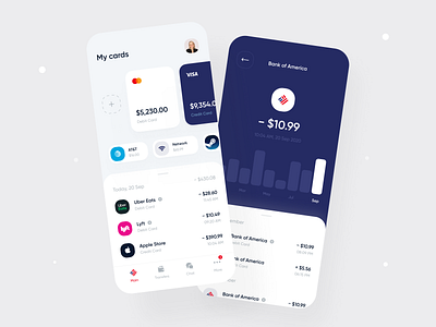 Bank of America Mobile App Concept action sheet app bank bank of america banking card chips finance fintech mvp statistics stats ui ux