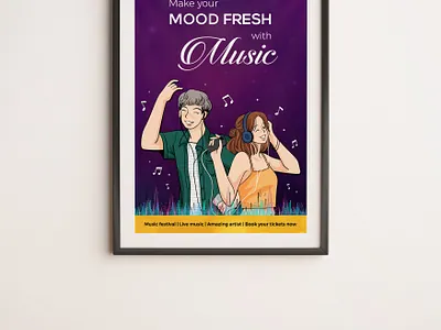 Poster Design ( Make your mood fresh with Music )