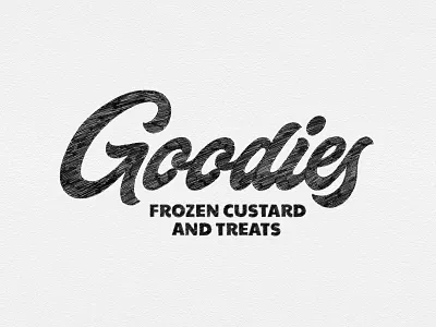 Logo Sketch Concept - Goodies Frozen Custard brand identity branding calligraphy custom script custom type goodtype hand lettering hand lettering logo lettering lettering logo logo concept logo design logo designer logo sketch logotype merch design script logo wordmark