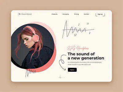 Headphone Website draw ecommerce headphone music music player product page sound web design webdesign website design