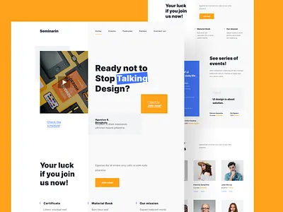 Seminar - Exploration Landing Page clean design homepage landing page landingpage meeting meetings seminar seminary talk ticket ui ux website