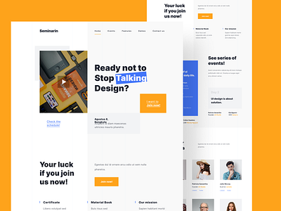 Seminar - Exploration Landing Page clean design homepage landing page landingpage meeting meetings seminar seminary talk ticket ui ux website