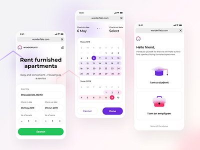 Wunderflats assignment (mobile optimised website) apartment app employee home house icons illustration investment landlord mobile neel office prakhar rent responsive sharma sketch student ui ux