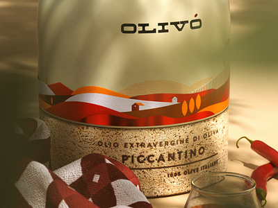 Olivò - Spicy Made in Italy Olive Oil 3d behance brand identity branding design details foil foodpackaging illustration label octane render oil oil art oil label oil pack packaging packaging design realistic 3d render rendering