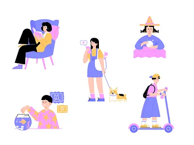 Illustration Pack 2d 2d graphics 2d illustration activities activity art colorful design desire agency flat graphic design graphics hobbies hobby illustration people