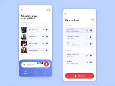 Voice Changing App app design mobile recording ui ux voice
