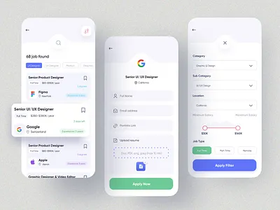 Job finder app | Job App 2020 trend app design app ui finder ios app design job job app job finder job list minimal mobile design modern product search job ui ux