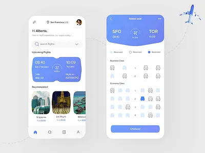 Flight Booking App Design aeroplanes airlines airports app booking clean design flat flight flightbooking flighttickets mobile seatlayout tickets ui ux