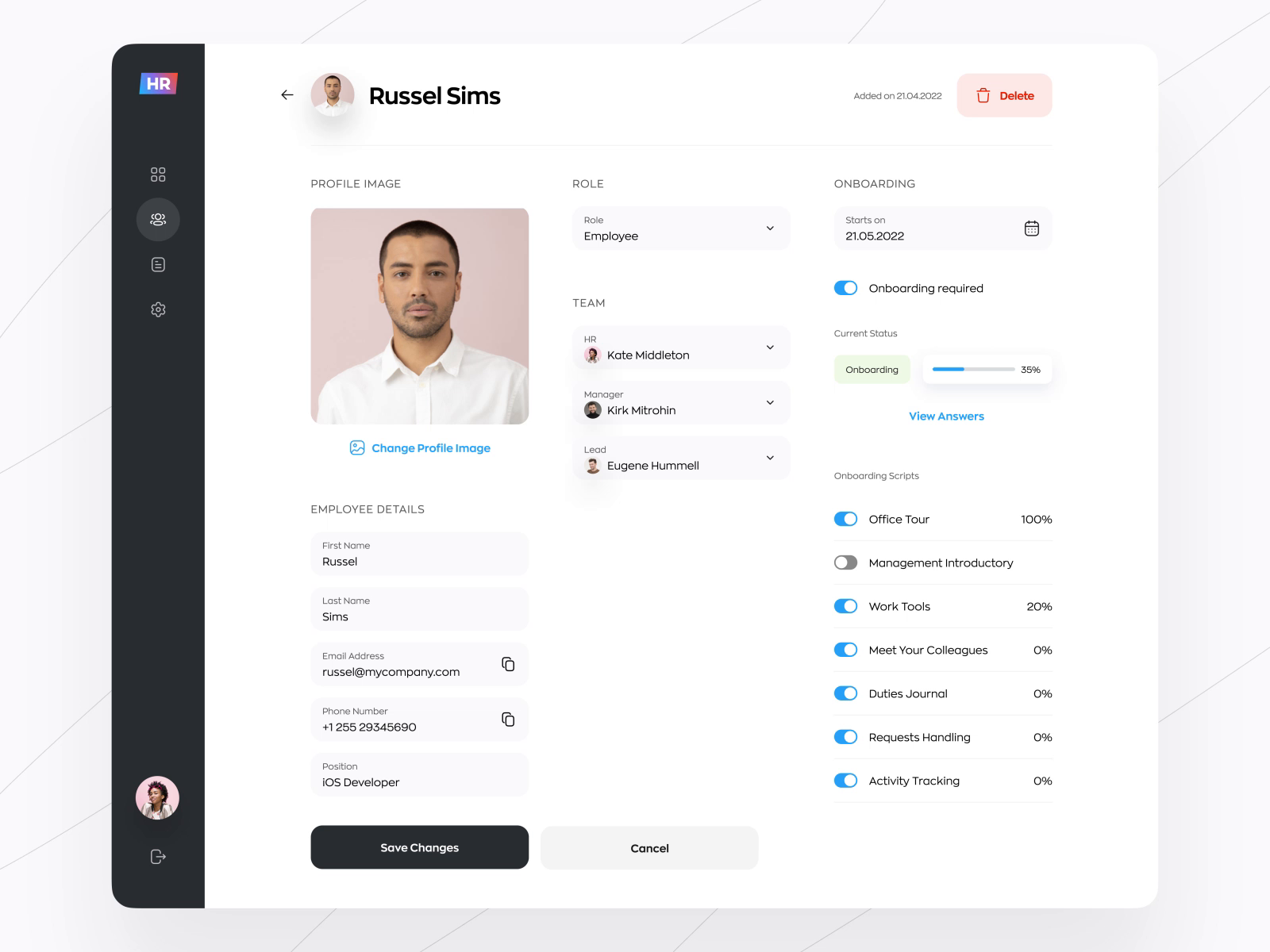 HR SaaS project: employee profile page by Dmitry Lauretsky for Ronas IT ...