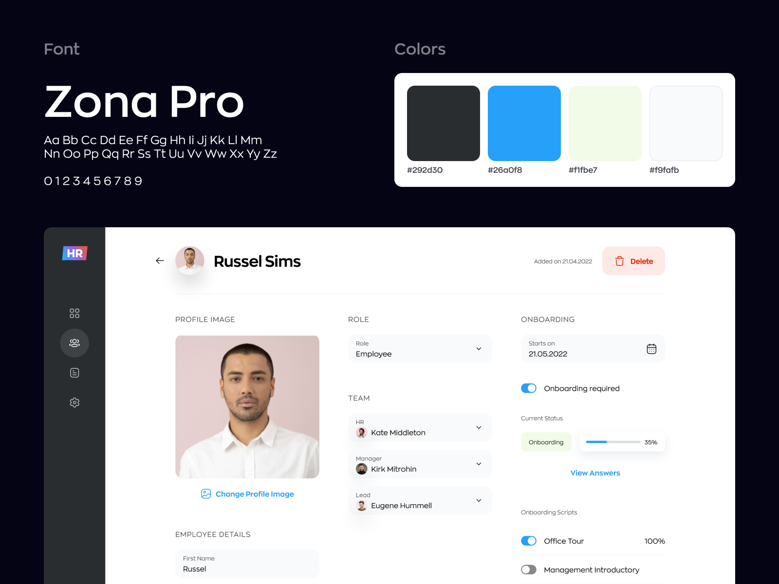 HR SaaS project: employee profile page by Dmitry Lauretsky for Ronas IT ...