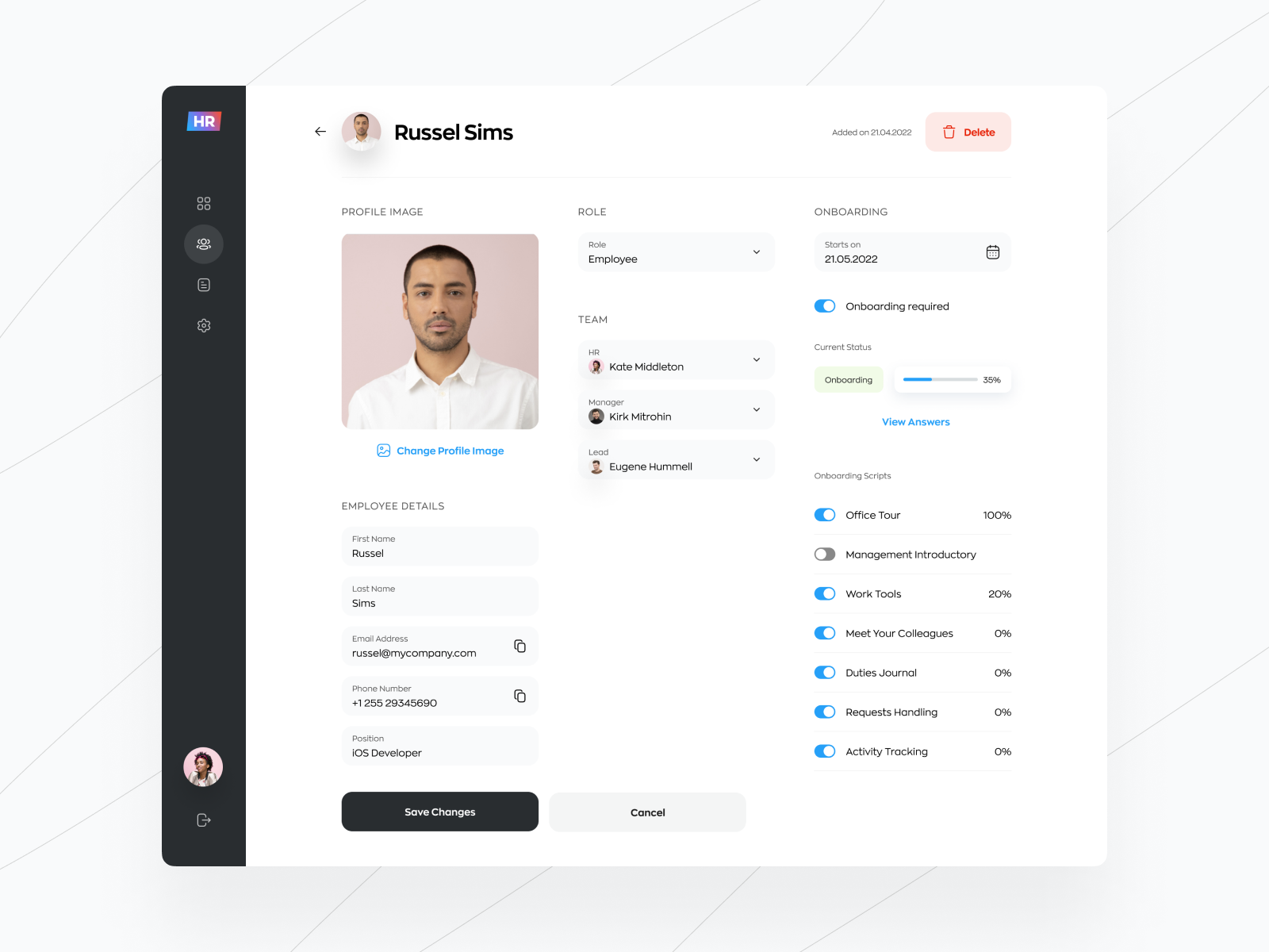 HR SaaS project: employee profile page by Dmitry Lauretsky for Ronas IT ...
