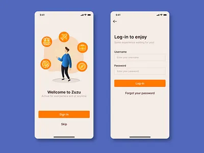 Travel logistics mobile app sign in tourism travel ui