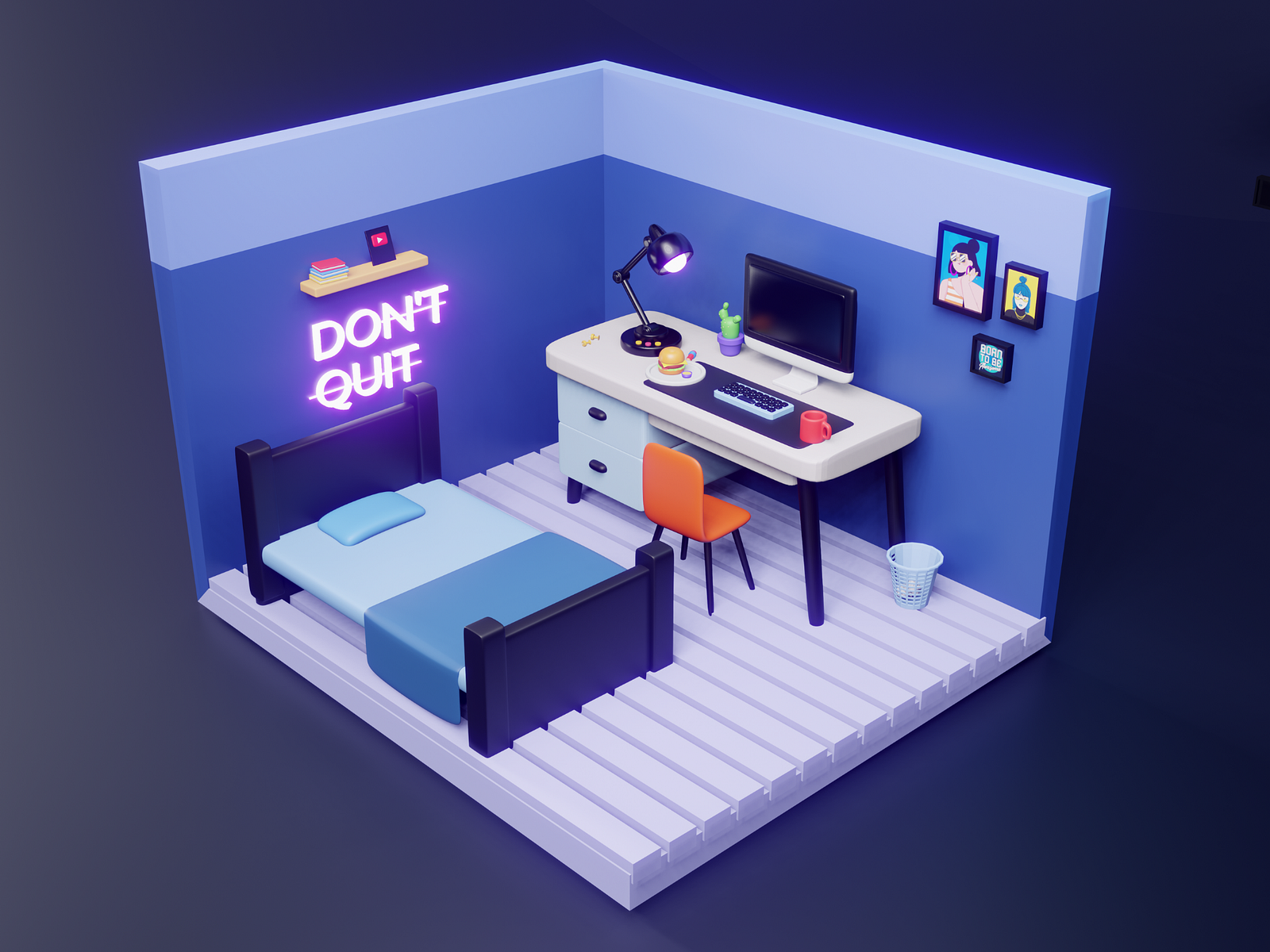 Work From Home 3D Setup by Pikkovia on Dribbble