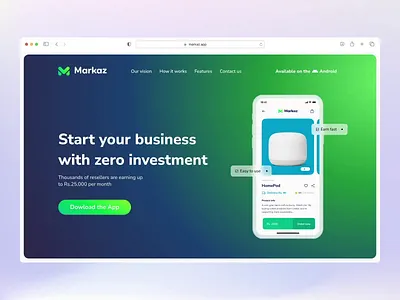 Markaz - Landing Eccomerce eccomerce hero landing page motion sales ui ux webdesign website