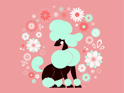 Glam Poodle character design cute dog elegant fashion flat design flat illustration flowers glam illustration illustration art poodle poodle toy vector