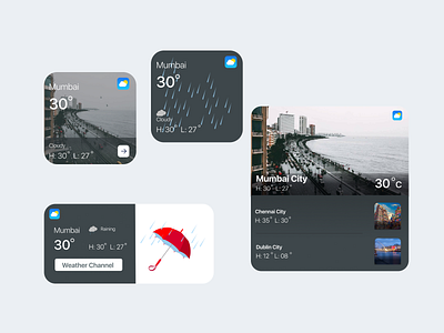 Apple's widget for Weather apple cities dailyuichallenge design ios live mumbai ui ux vector weather widget