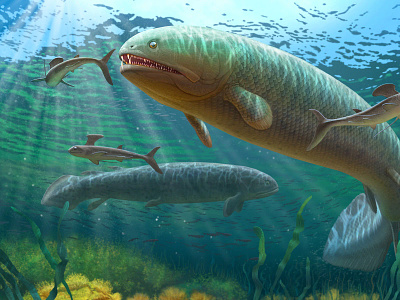 Rhizodus hibberti bio illustration paleo science sea