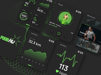 Fitness & Health Watch app abstract app apple applewatch application branding clock concept design exploration fitness health logo os ui ux watch watch app watchos