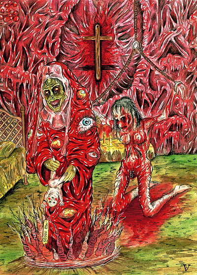 Kidnapping dark illustration goth art gothic art horror illustration monsters terror