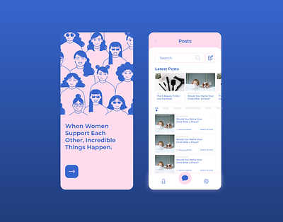 Heya - Mobile App adobe xd blue chat girls mobile app mobile app design mobile design mobile ui pink posts trending ui ux ui ux design women