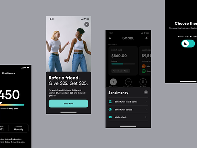 Sable App – Referrals, Money Movement Shortcuts, and more animation app bank cards credit credit card financial fintech ios ios16 motion graphics sable ui ux