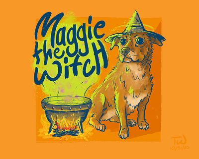 Maggie the Witch 2020 dog dog illustration halloween illustration procreate witch