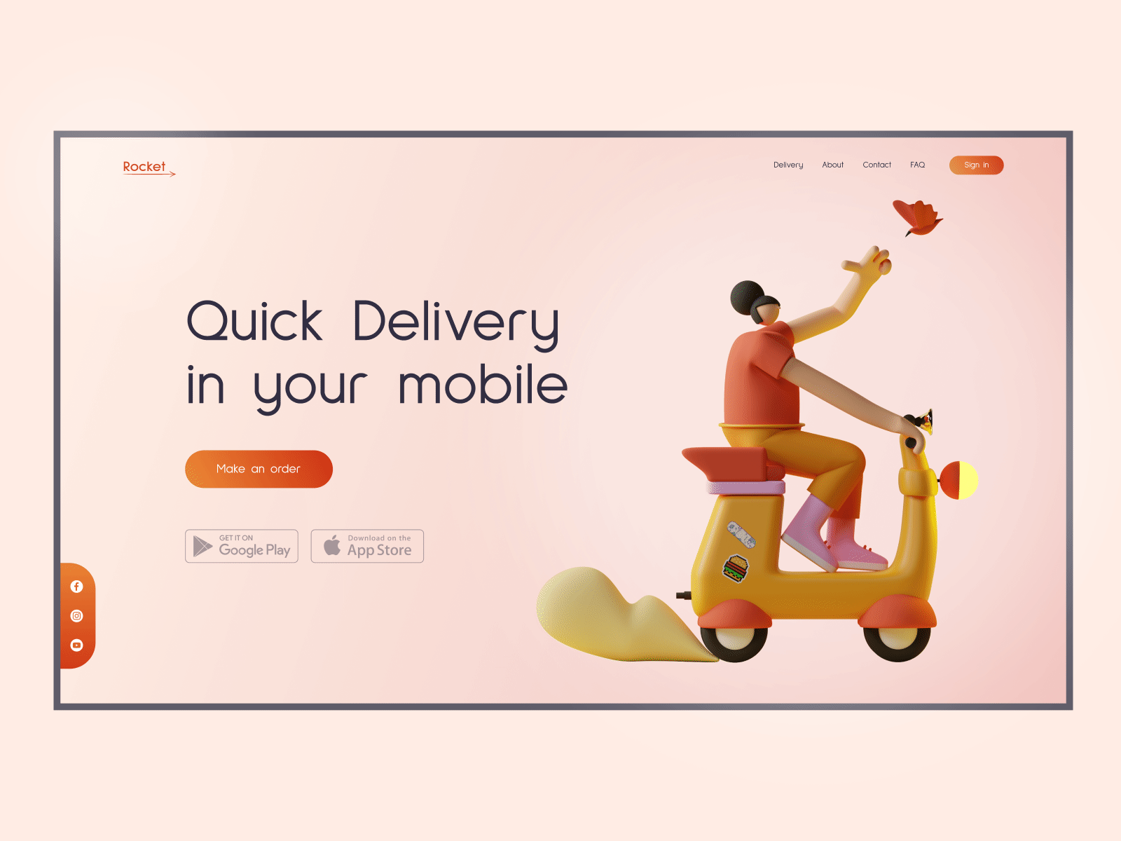 Delivery in your mobile 3d animation delivery design minimal mobile ui ux web webdesign website