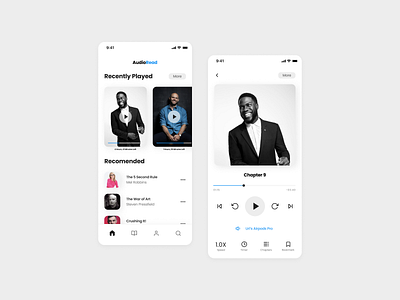 AudioRead - Audiobook Player app application audible books clean dailyui design flat kevin minimal music plaer reader sounds ui ux web website