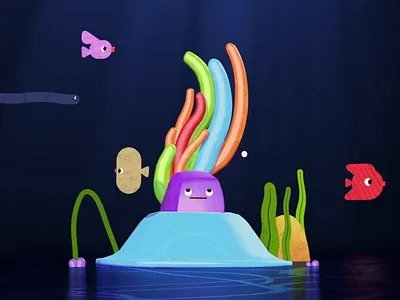 Reef Brief ascent c4d coral diver fish ocean reef render seaweed som