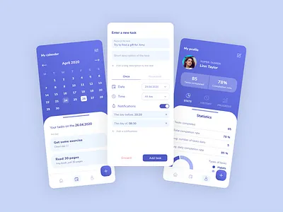 Daily Tasks App #2 app calendar daily dailyui goal manager mobile profile task ui ux