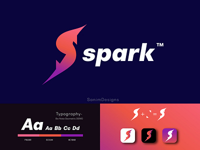 Spark Modern Logo Design | "S" letter logo abstract abstract logo app logo apps brand identity brand identity branding brand identity design business logo design gradient logo icon icons logo designer logo trends 2020 logo trends 2021 logotype logotypes minimal modern logo vector