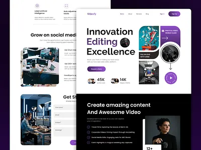 Video Editor Landing Page Website agency editing landing page design model reels shot video uiux video edit video editing videography webpage design