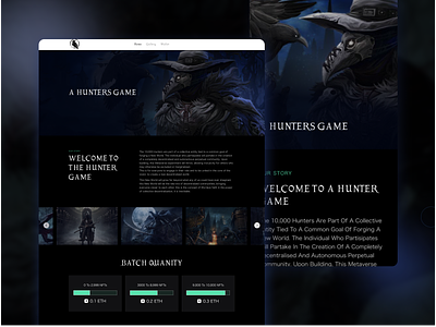 Home Landing NFT A Hunters Game agency dark mode design game landing page nft resonsive mobile ui website