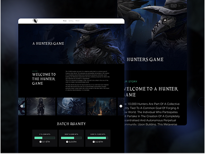 Home Landing NFT A Hunters Game agency dark mode design game landing page nft resonsive mobile ui website