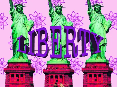 MISS LIBERTY collage design graphicart graphicdesign manhattan new york photoshop statue of liberty