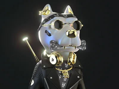 DJ Dog Biker 3d art crypto art nft nft art nft character nft collection nft token p2e p2e game