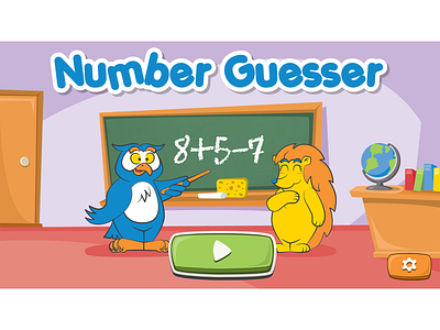 Number Guesser game main screen board button design cartoon character cartoon classroom cartoon game cartoon hedgehog cartoon illustration cartoon owl cartoon style cartoonish classroom game art game design game development hedgehog hedgehog mascot illustration owl owl mascot school