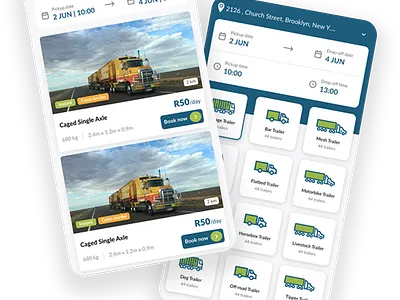 Mobile App for hiring trailers design graphic design mobile app responsive ui vector