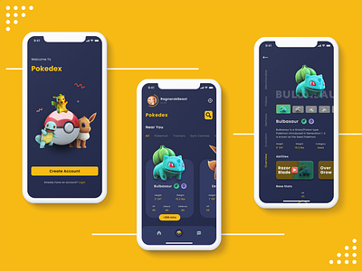 Pokedex design ios 10 ios app design pokemon pokemon go ui ui design