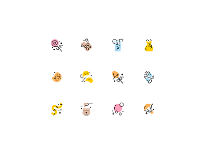 Sweets icons 🍭 branding candies chocolate color cookie crisps design dribbble food icon icon collection icon line illustration line logo logotype sweet ui vector