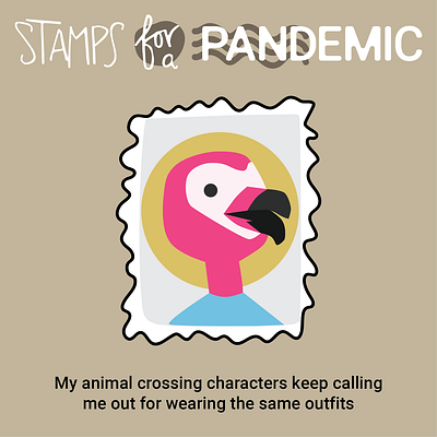 stamps for a pandemic animal crossing digital illustration flamingo flat illustration flora hand drawn illustration nintendo switch snail mail stamp vector