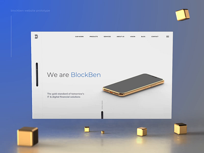 Blockben Landing Prototype 3d animation blockchain c4d crypto element 3d fintech gold landing page principle prototype transitions ui