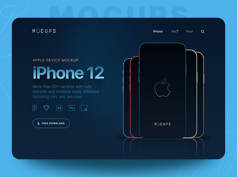 mocups - Freebies iPhone 12 Mockups app apple mockup device mockup ios14 iphone iphone 12 minimal mockup mockup outline