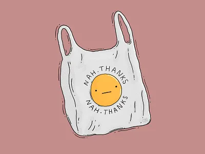 Nah Thanks illustrative nah plastic bag recycle shopping shopping bag thank you bag thanks tote bag