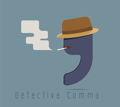 Detective Comma comma detective funny illustration vector