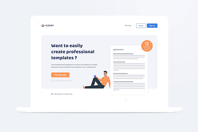 Vizzey - Landing page of the Online Document Designer animation landing page minimalism ui web design